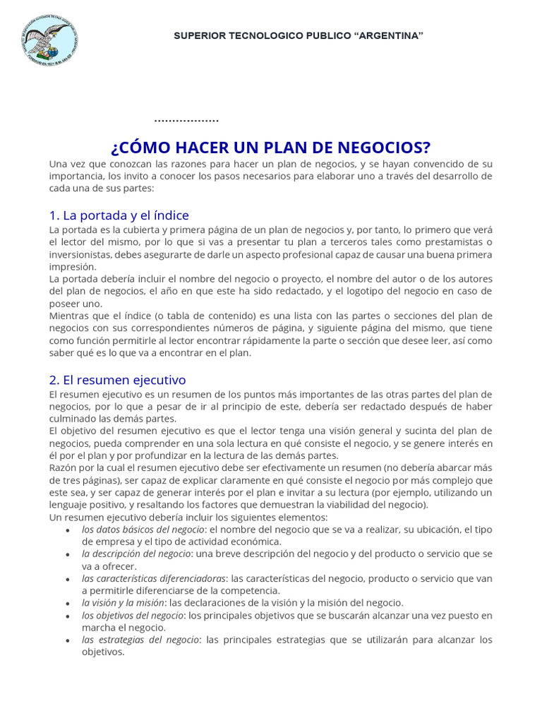 Cómo Elaborar un Plan de Negocios | PDF | Tasa interna de retorno ...