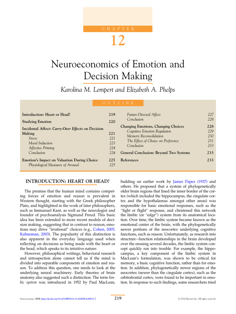 Emotion's Role in Decision Making | PDF | Emotions | Affect (Psychology)