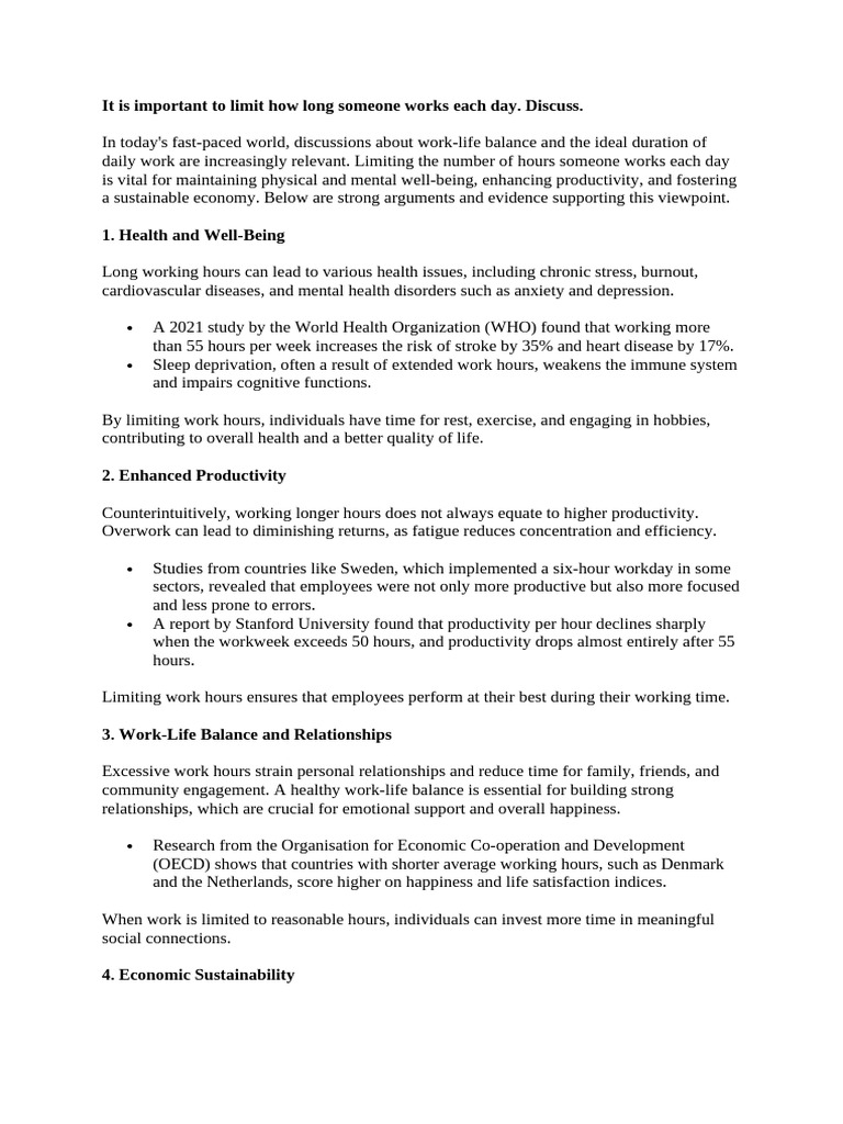 Benefits of Limiting Daily Work Hours | PDF | Working Time | Unemployment