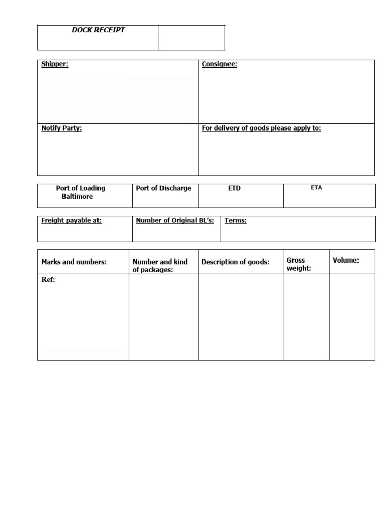 SAMPLE Dock Reciept | PDF
