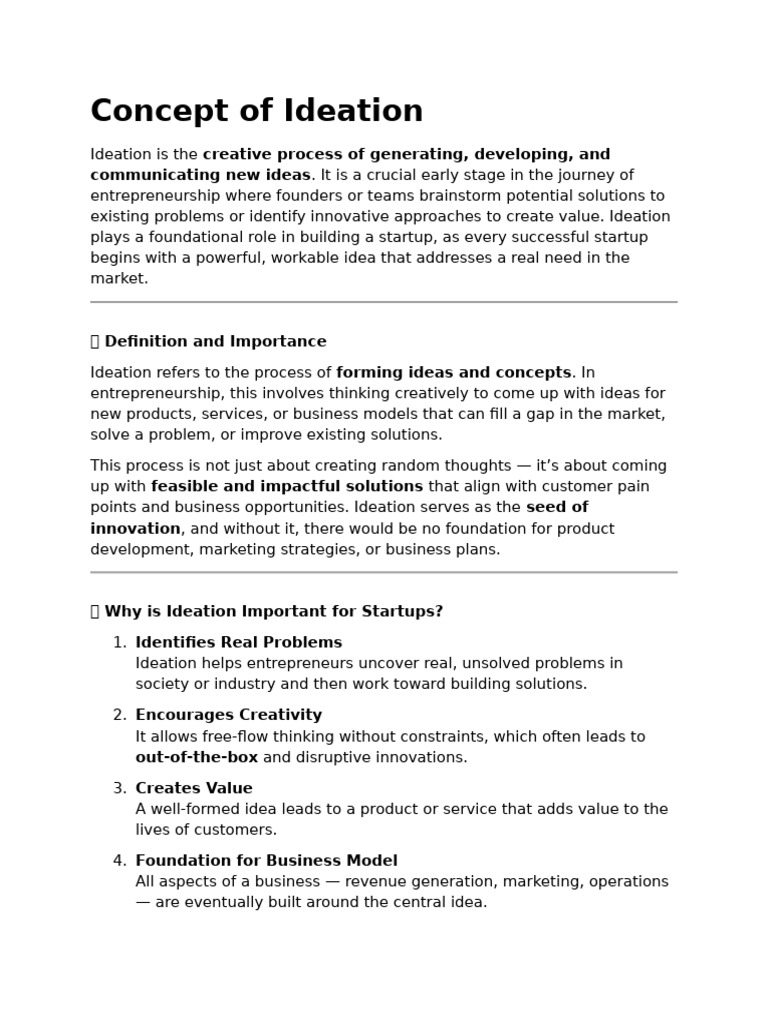 Understanding the Ideation Process | PDF | Startup Company | Small ...