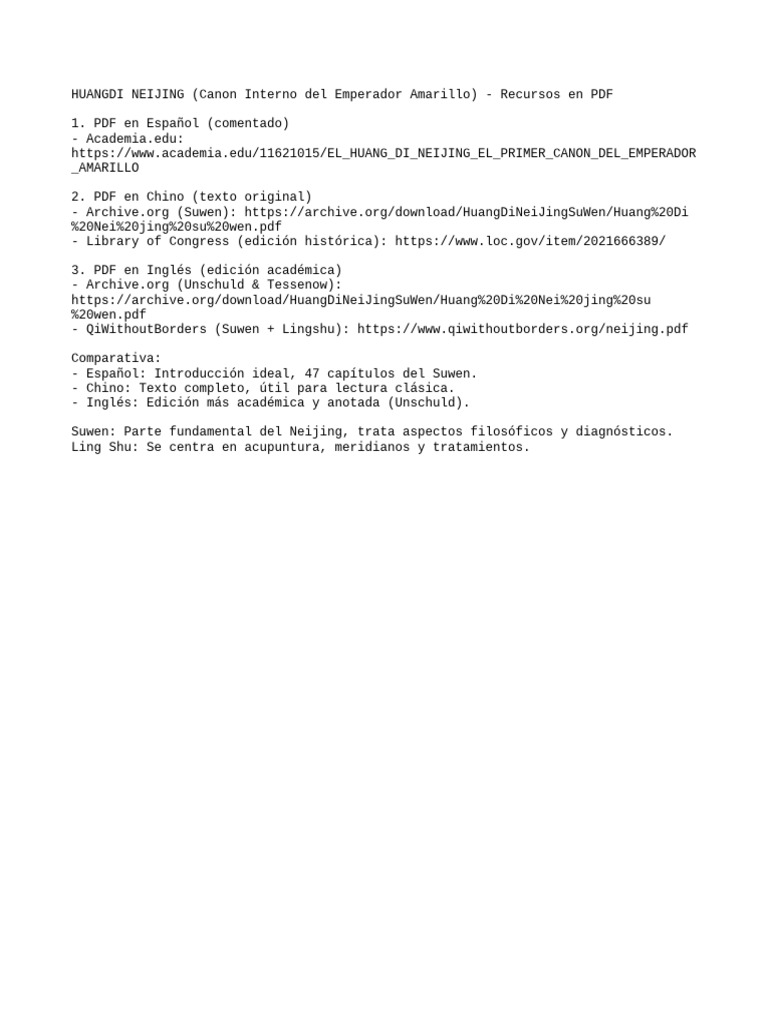 Recursos PDF del Huangdi Neijing | PDF