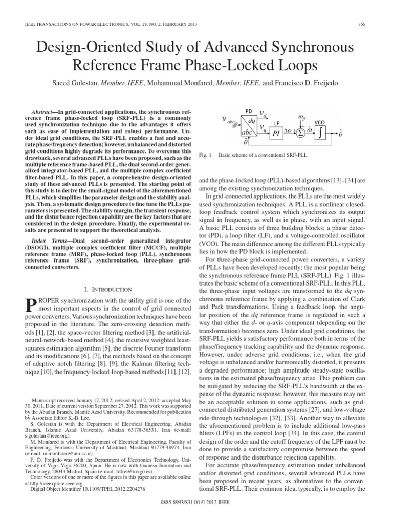 Design-Oriented Study of Advanced Synchronous Reference Frame Phase ...