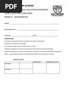 Grade 8 Mathematics End Term 1 2025 Exam | PDF