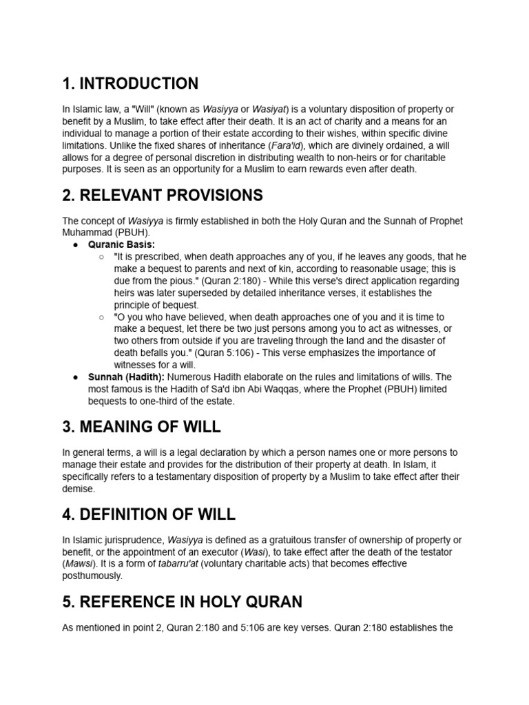 The Concept of Will (Wasiyya) in Islamic Law | PDF | Will And Testament ...