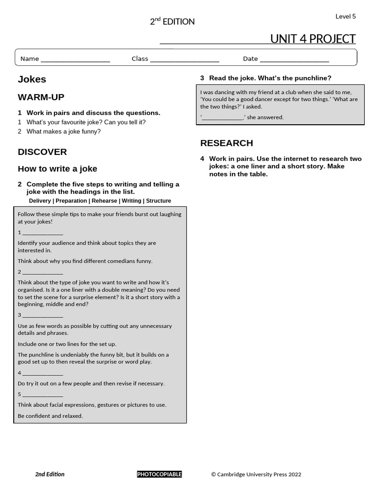 Think: Unit 4 Project | PDF | Jokes | Humour
