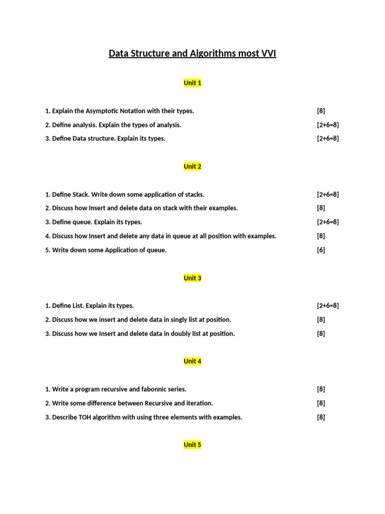 Data Structures & Algorithms Overview | PDF | Algorithms And Data ...