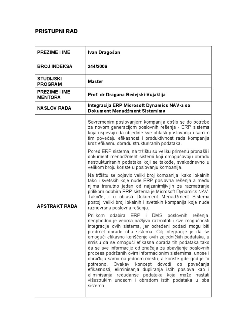 Pristupni Rad Primer PDF