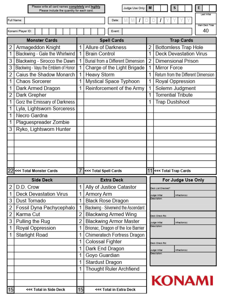Deck Check Report for Yu-Gi-Oh! Event | PDF