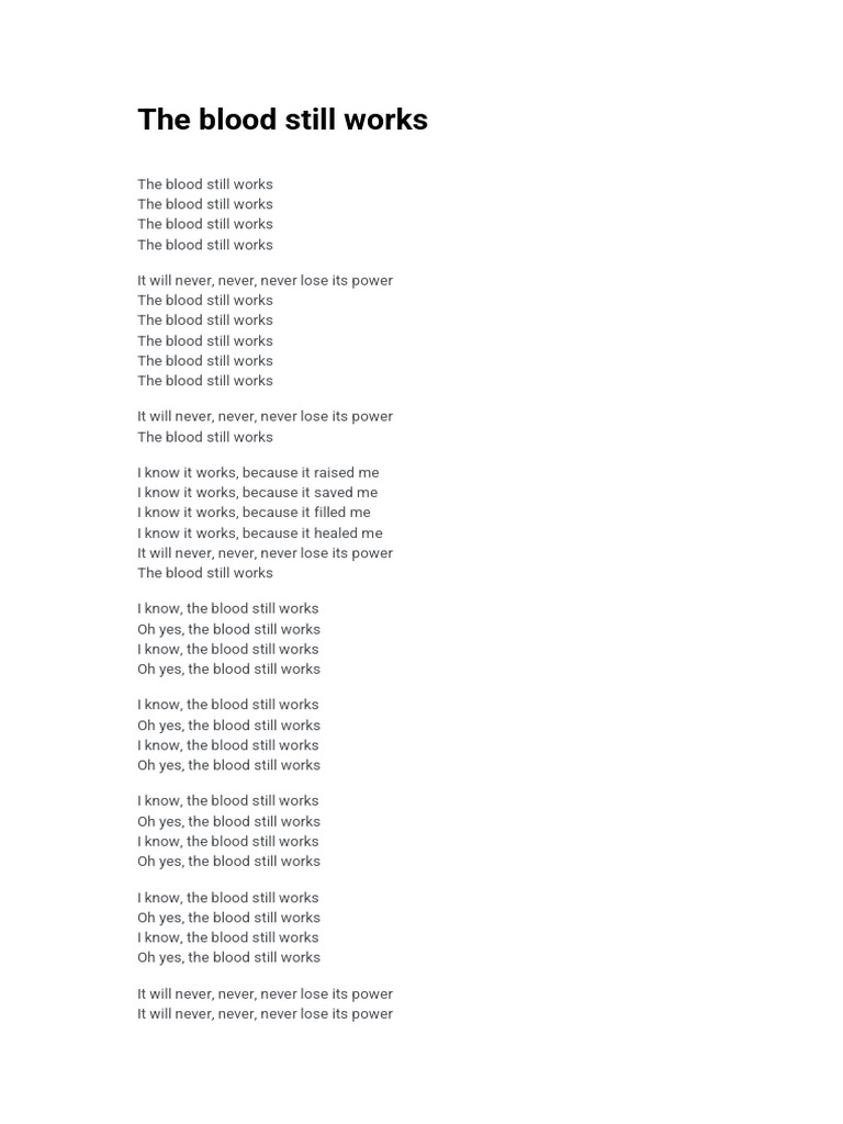 The Blood Still Works: Lyrics Analysis | PDF