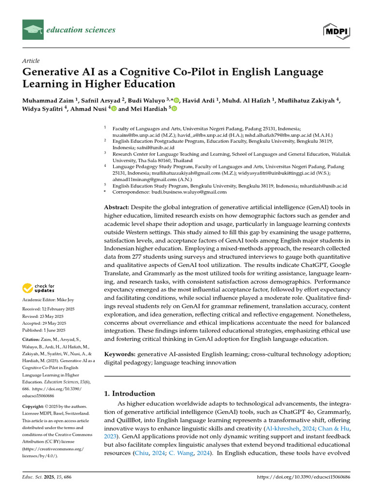 Generative AI in English Learning | PDF | Artificial Intelligence ...