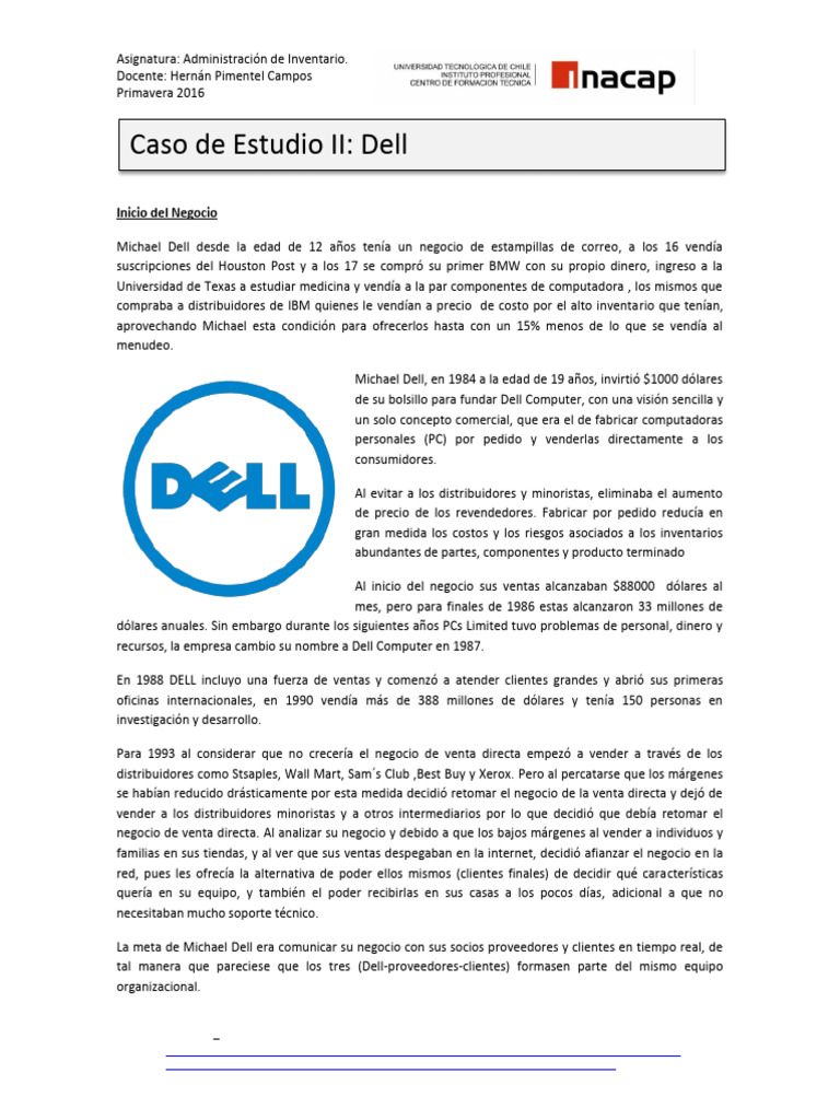 Estrategias de Inventario en Dell | PDF | Lean Manufacturing | Dell