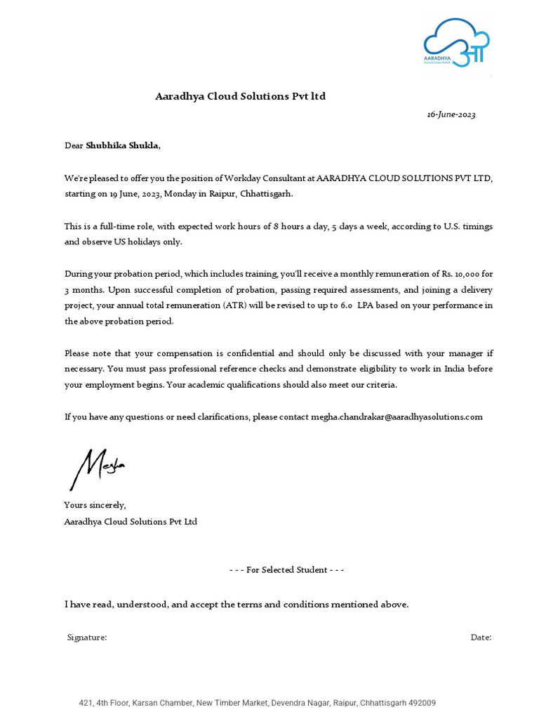 Workday Consultant Offer Letter | PDF