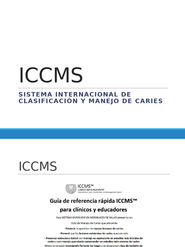 Clasificación y Manejo de Caries ICCMS | PDF | Flúor | Terapia