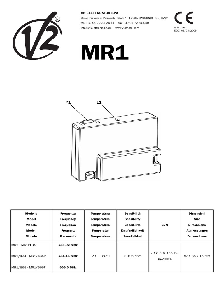 Receptor MR1 de V2 Elettronica | PDF | Electrónica | Tecnología de ...