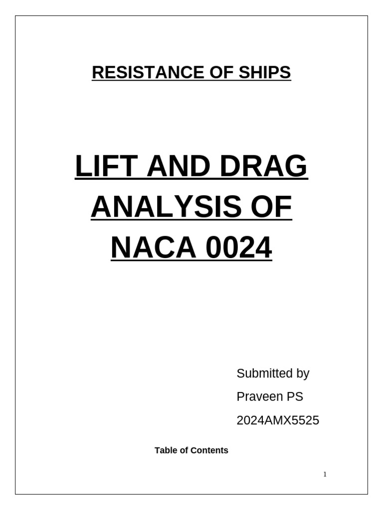 NACA 0024 Airfoil Lift and Drag Analysis | PDF | Airfoil | Lift (Force)