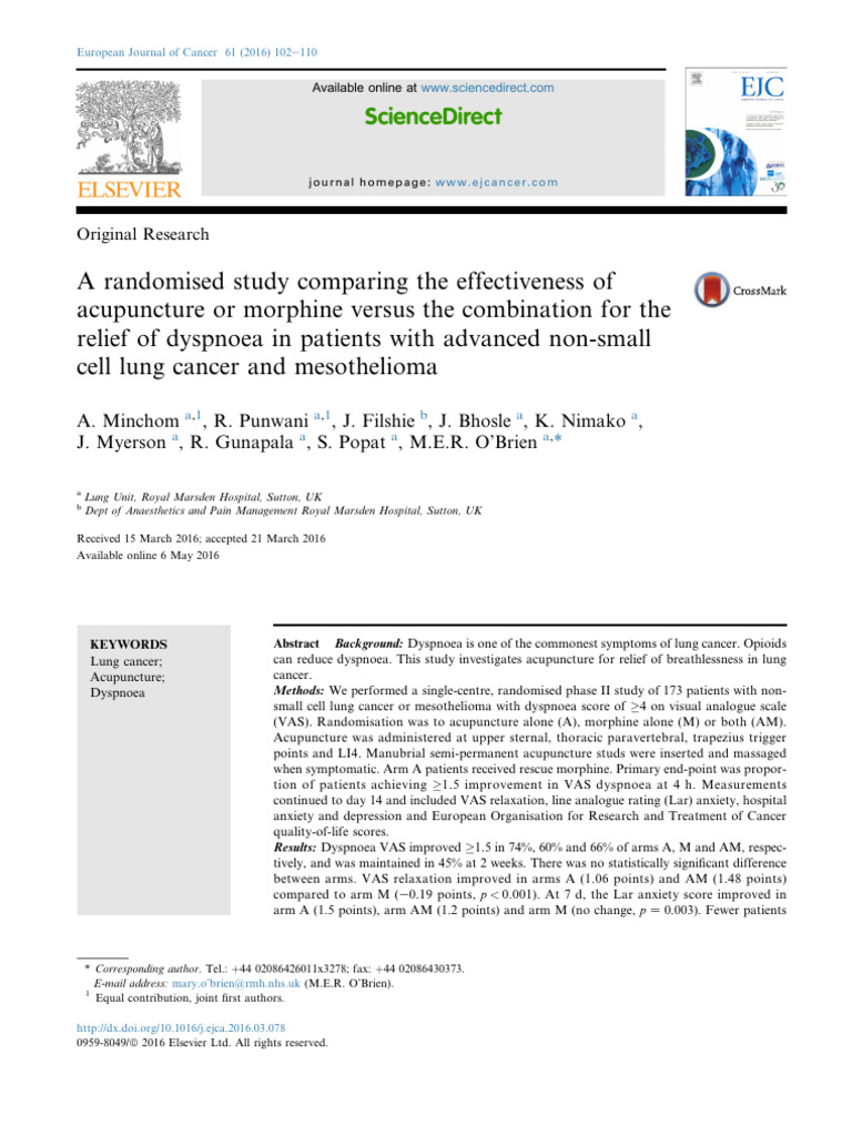 A Randomised Study Comparing The Effectiveness of Acupuncture or ...