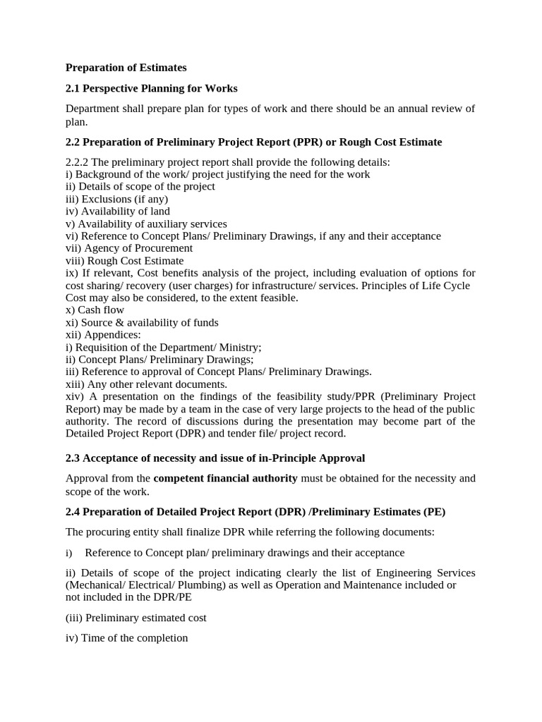 Project Estimate Preparation Guidelines | PDF | Public–Private ...