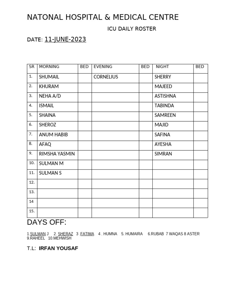 Daily Roaster 10 | PDF