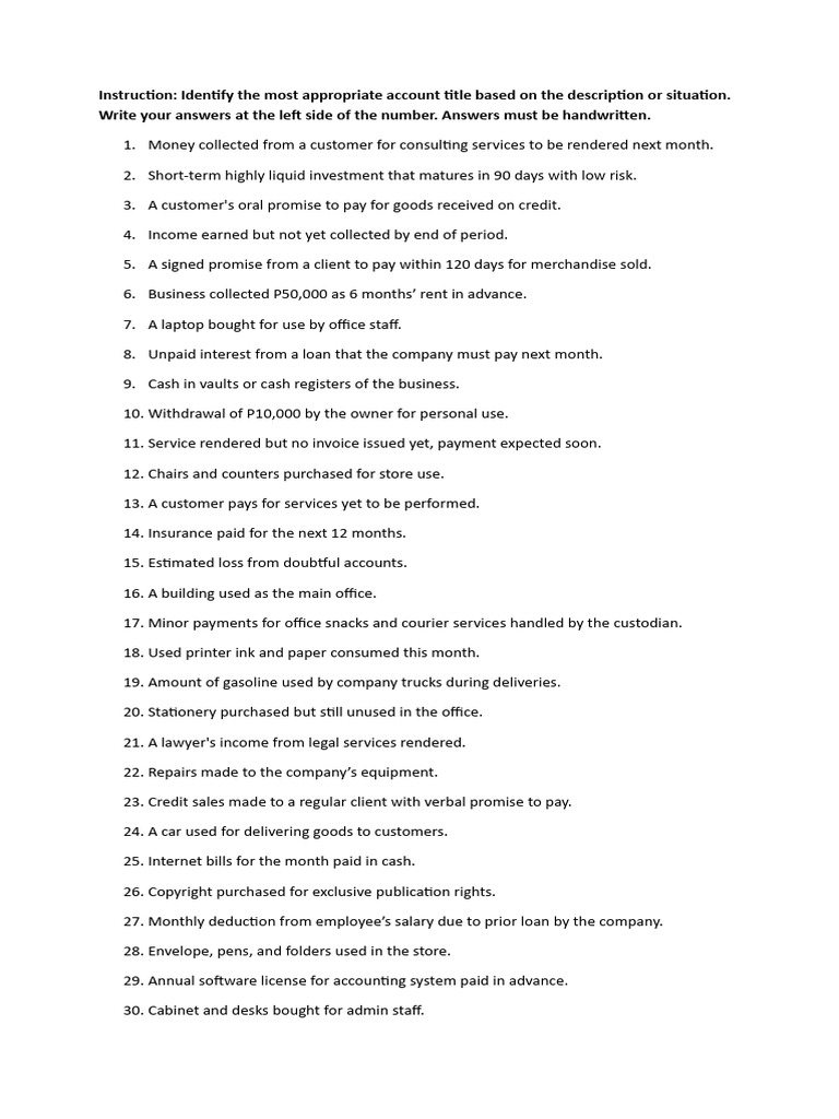Activity - Account Titles | PDF | License | Depreciation