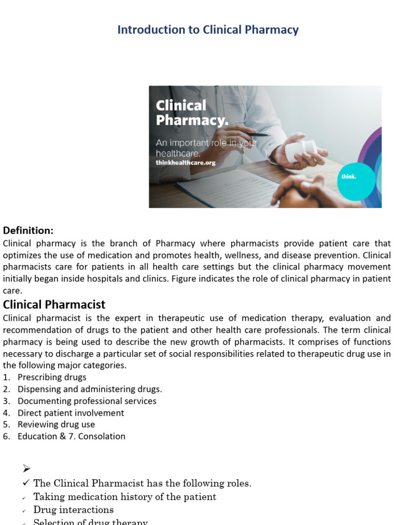 Clinical Pharmacy Overview in Bangla | PDF | Pharmacy | Pharmacist