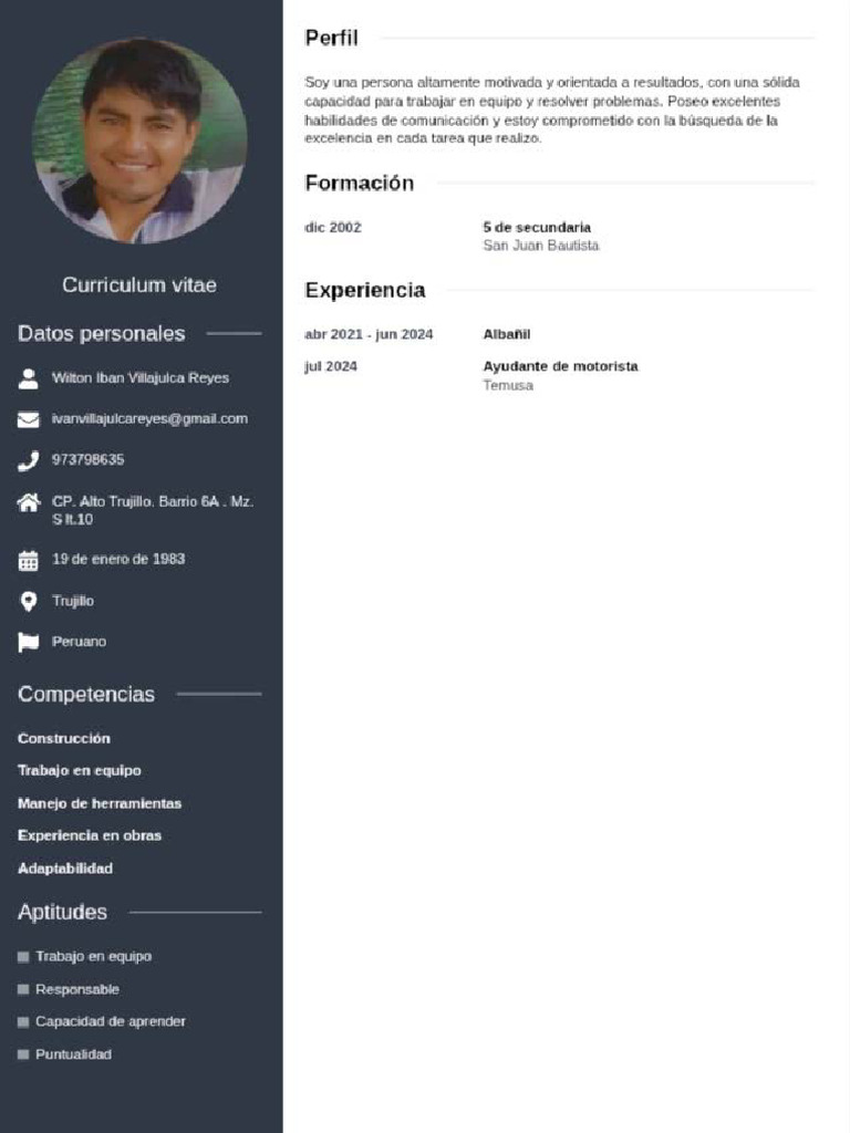 Villajuca Reyes Wilton CV | PDF
