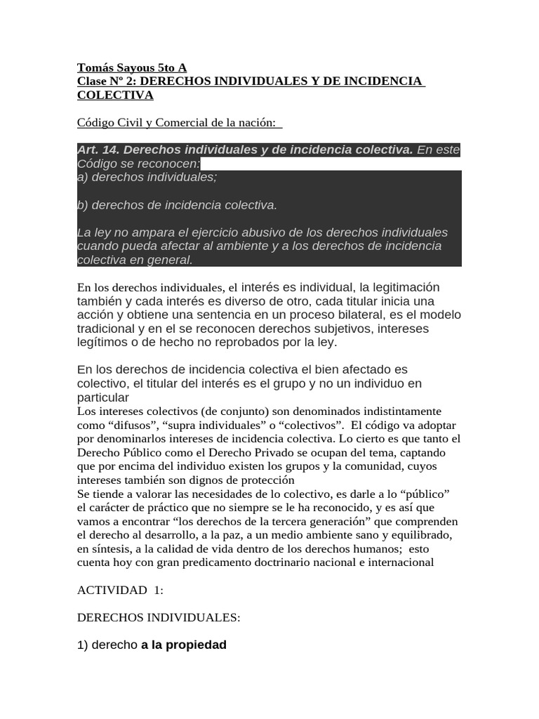 Derechos Individuales y Colectivos en Argentina | PDF | Derechos ...
