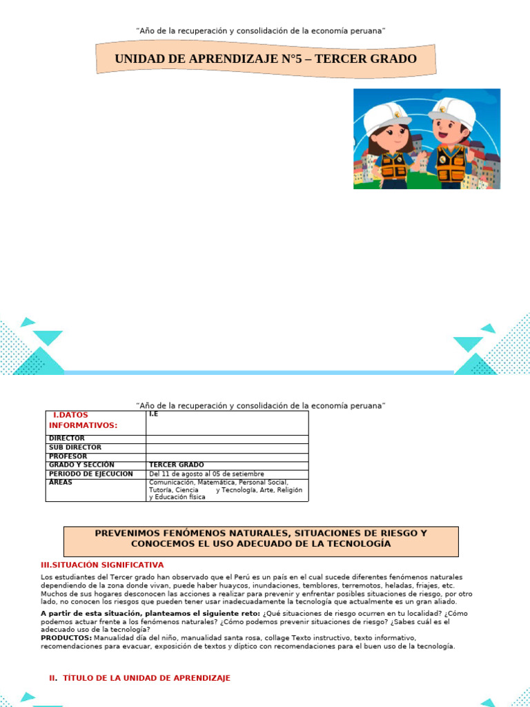 UNIDAD DE APRENDIZAJE 05 - TERCER GRADO | PDF | Datos | Geometría