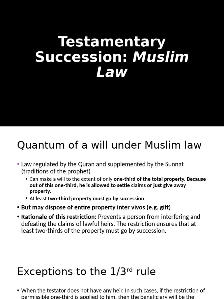 Muslim Law on Wills and Succession | PDF | Will And Testament | Inheritance