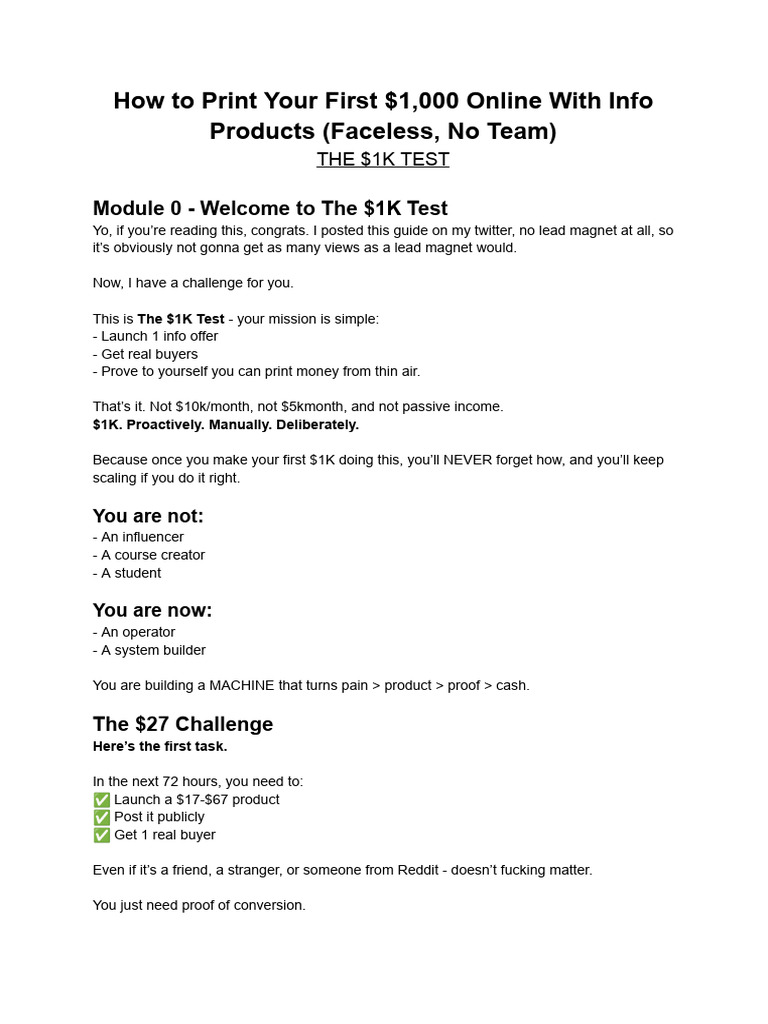 Earn Your First $1K with Info Products | PDF