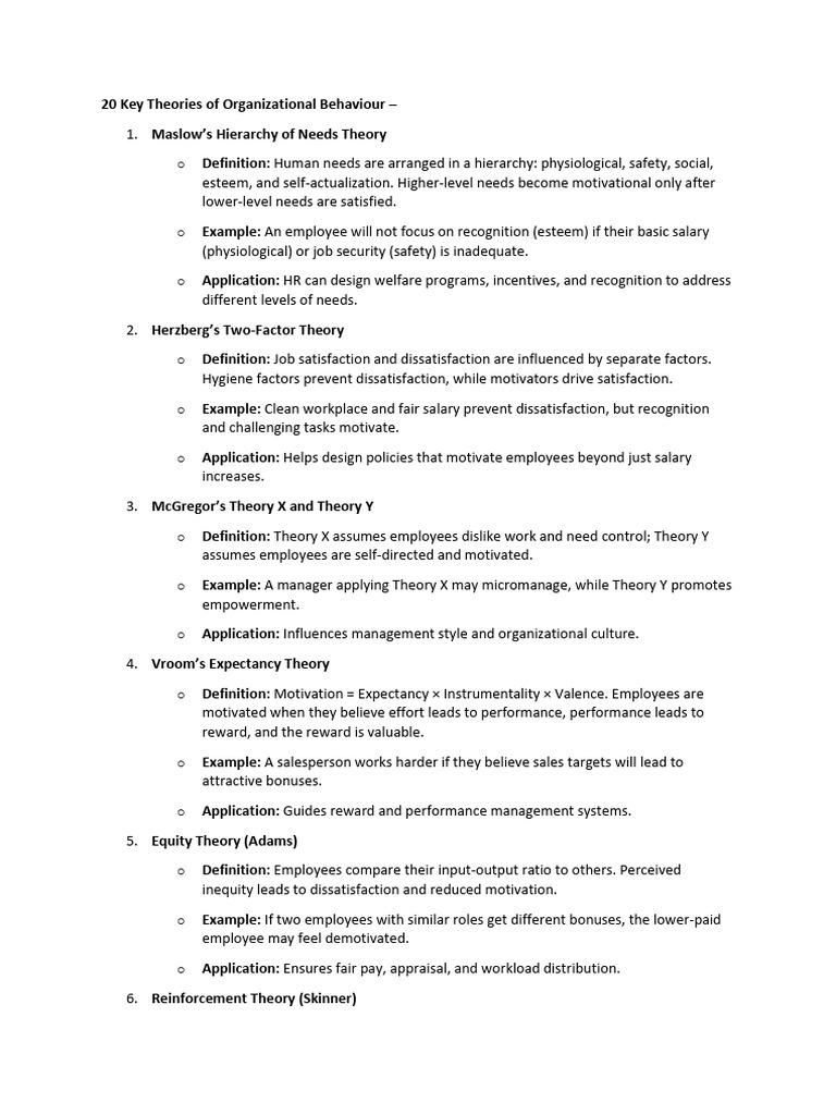 Key Theories of Organizational Behavior | PDF | Motivational | Motivation