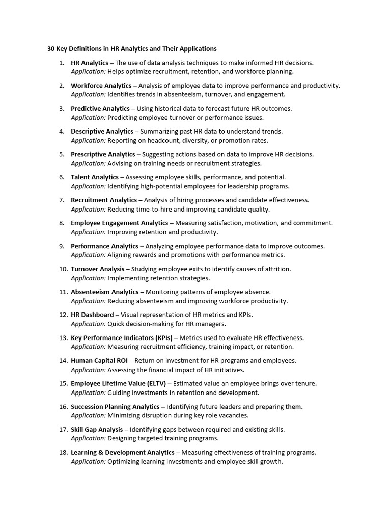 Key HR Analytics Definitions & Uses | PDF | Employee Retention | Analytics