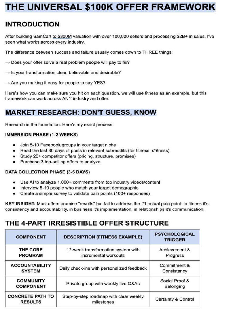 The Universal $100K Offer Framework | PDF