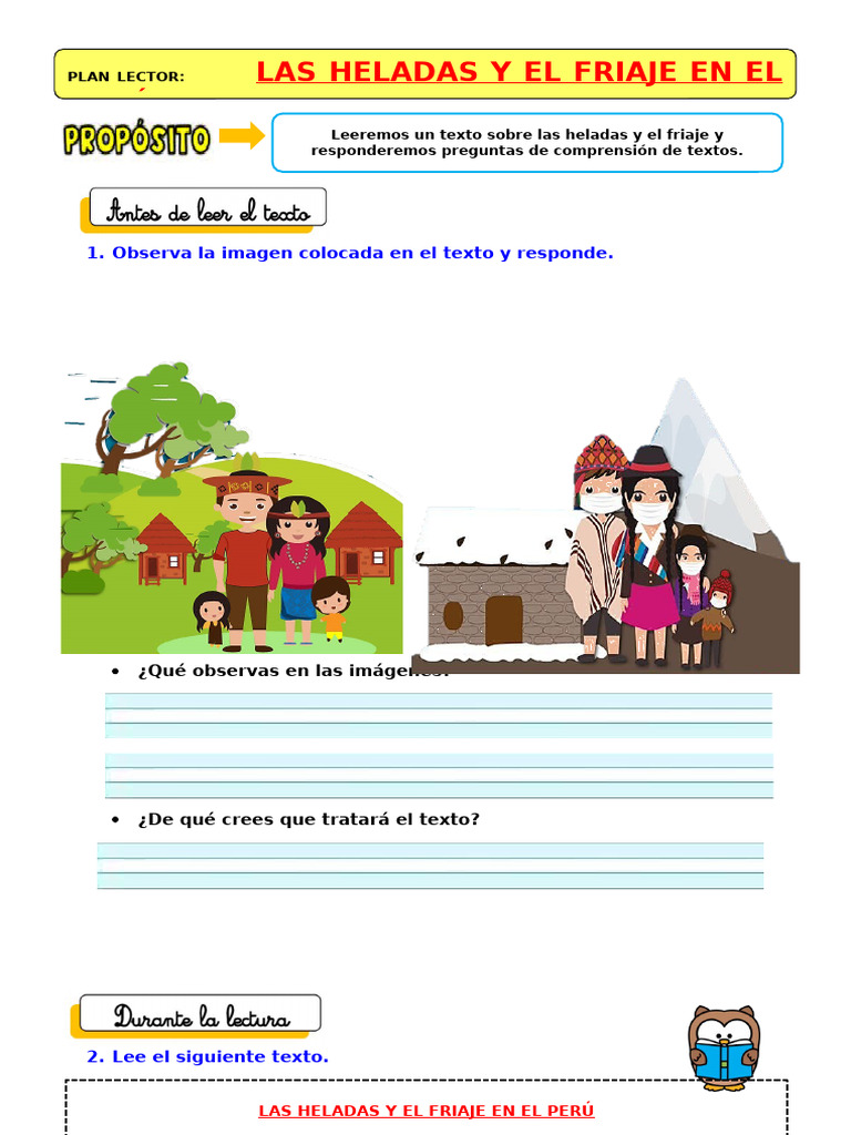 Ficha d4 Plan Lector Las Heladas y El Friaje en El Peru | PDF ...