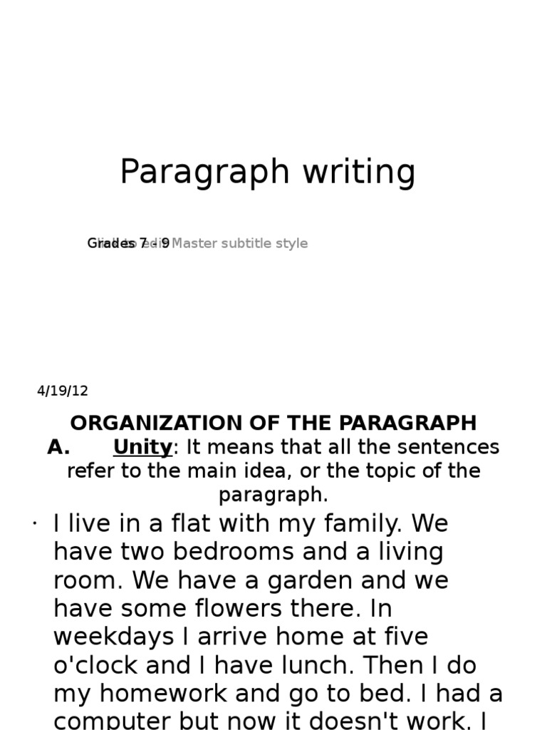 Paragraph Writing | PDF | Paragraph | Psychological Concepts