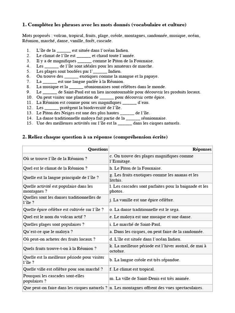 Vocabulaire et culture de la Réunion | PDF