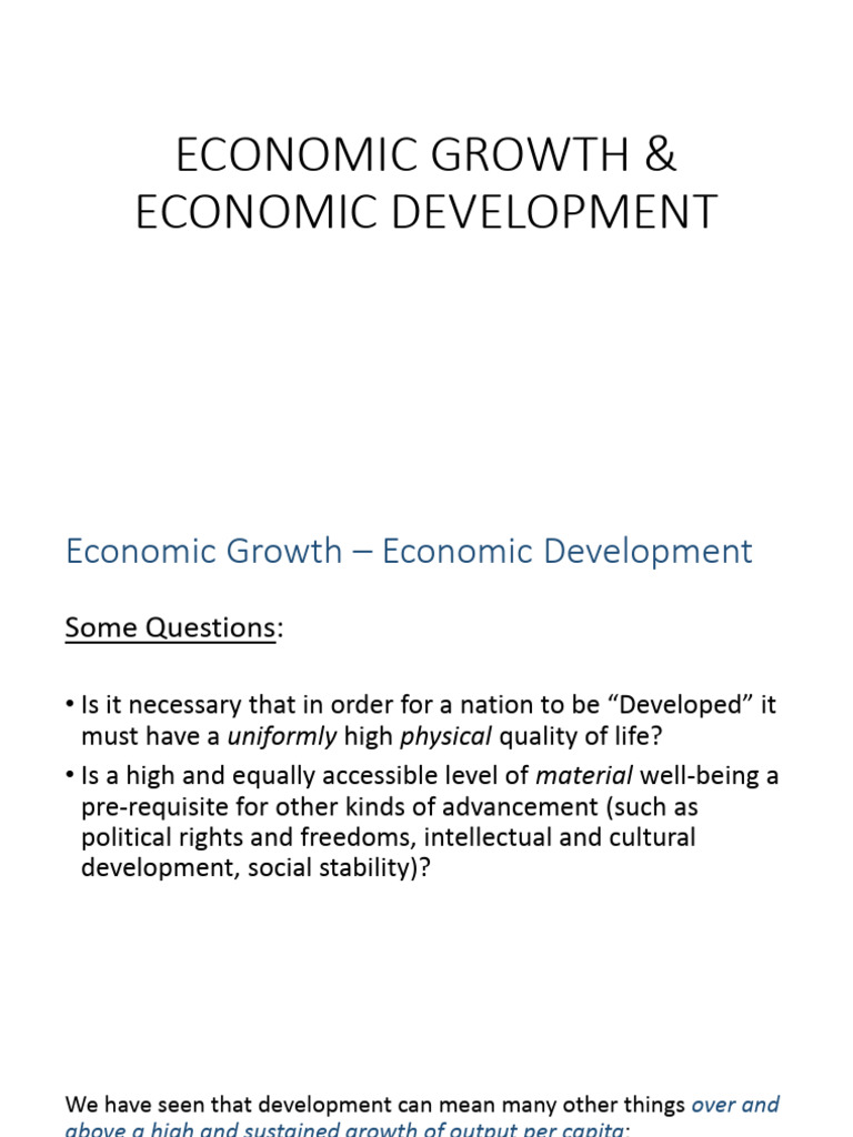 Economic Growth vs. Development Insights | PDF | Human Development ...