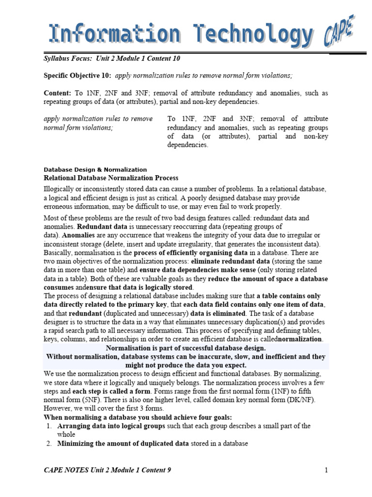 Database Normalization Explained | PDF | Databases | Table (Database)