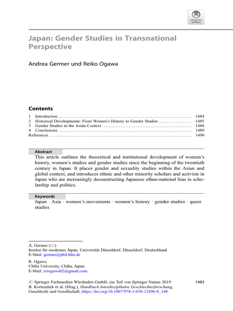Japan's Gender Studies Evolution | PDF | Labour Economics | Feminism