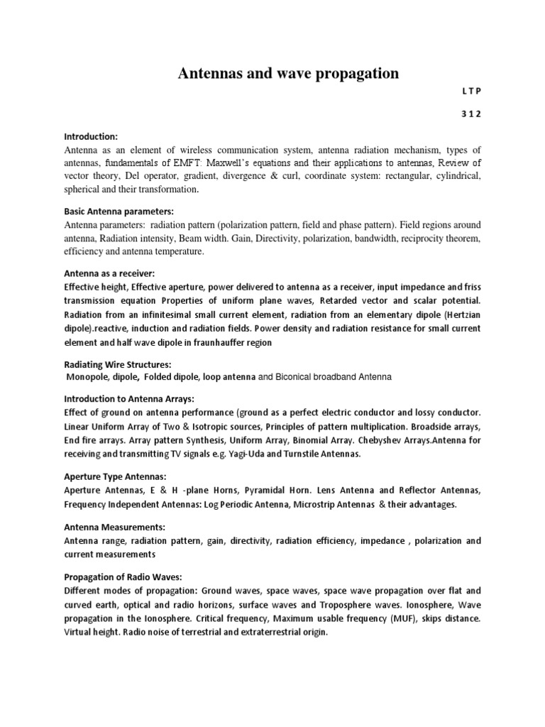 Antenna and Wave | PDF | Antenna (Radio) | Radio Propagation