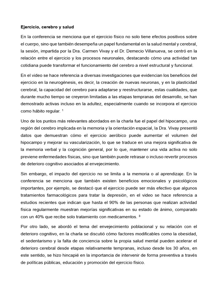 Ejercicio y su impacto en la salud cerebral | PDF | Cerebro | Mente