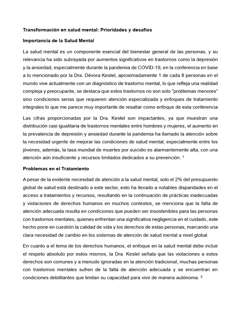 Desafíos en la Transformación de Salud Mental | PDF | Salud mental ...