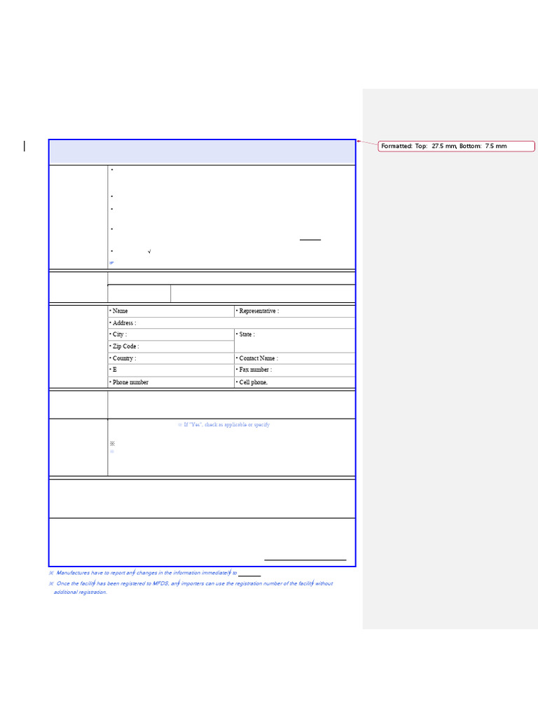 Foreign Food Facility Registration Form | PDF