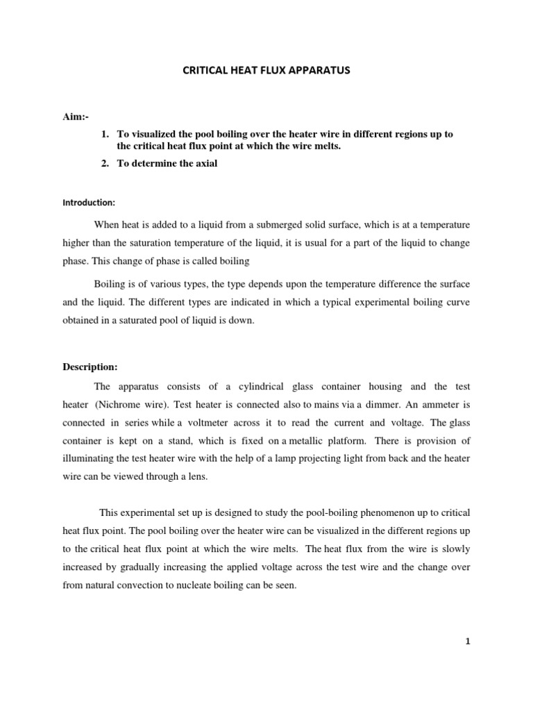 Critical Heat Flux Apparatus | PDF | Boiling | Heat Transfer
