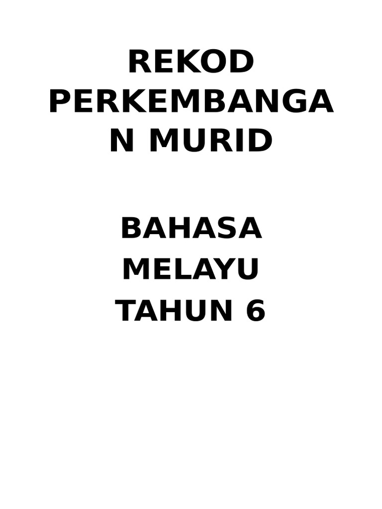 Rekod Perkembangan Murid Cover | PDF