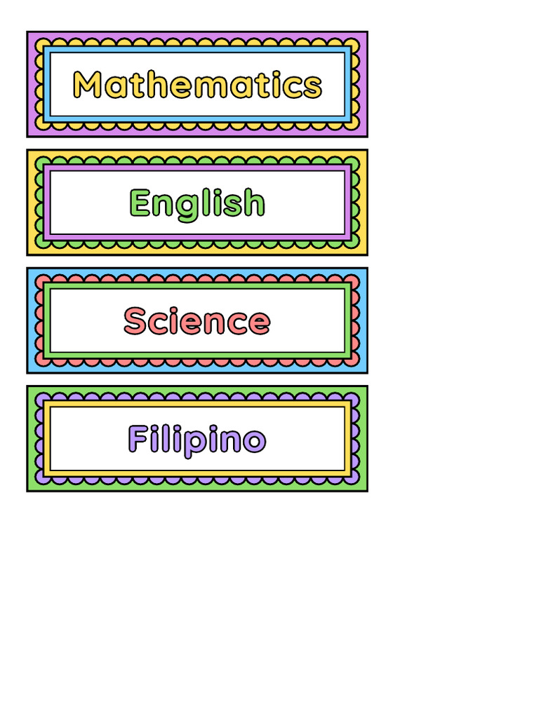 Subject Label in Colorful Doodle Bordered Style | PDF