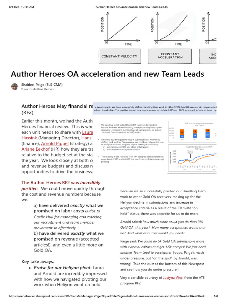 Author Heroes OA Acceleration and New Team Leads | PDF