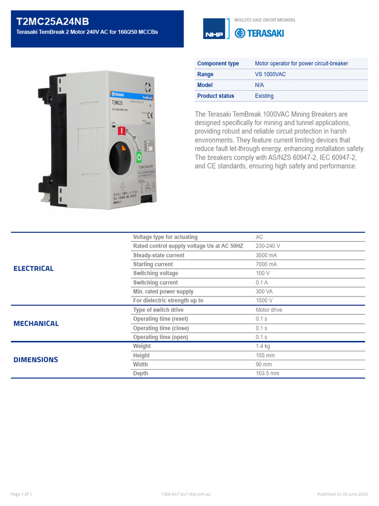 Terasaki TemBreak 2 Motor Specifications | PDF | Electronic Engineering ...