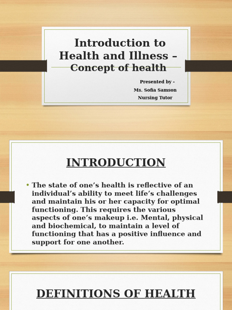 Understanding Health Concepts | PDF