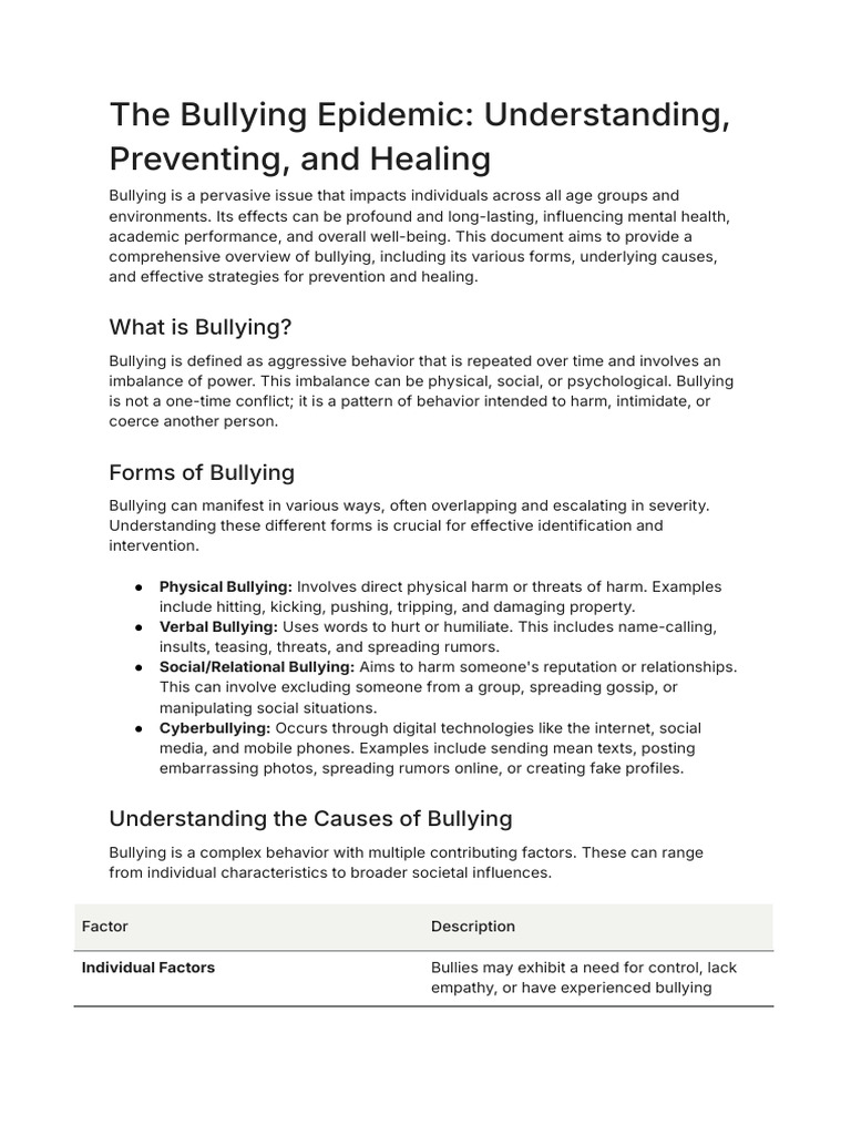 Understanding and Preventing Bullying | PDF | Bullying | Cyberbullying